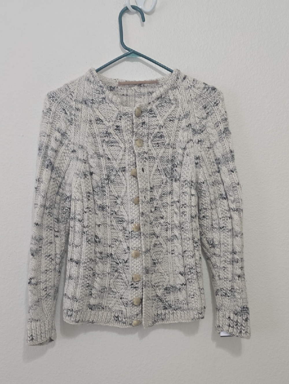 Handcrafted Cable Knit Cardigan Sweater S